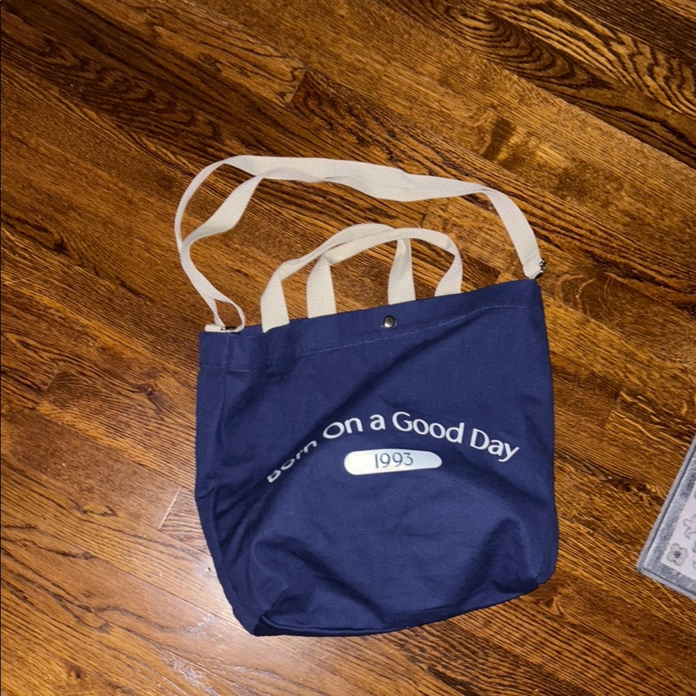 Bench Navy Tote with Cream Straps BORN ON A GOOD DAY 1993